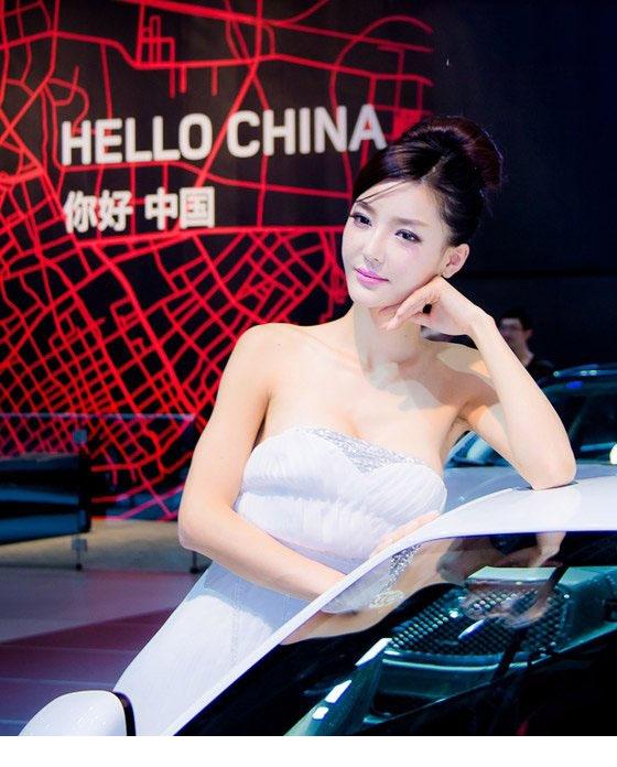 北京进口车展上的高贵气质美女车模2
