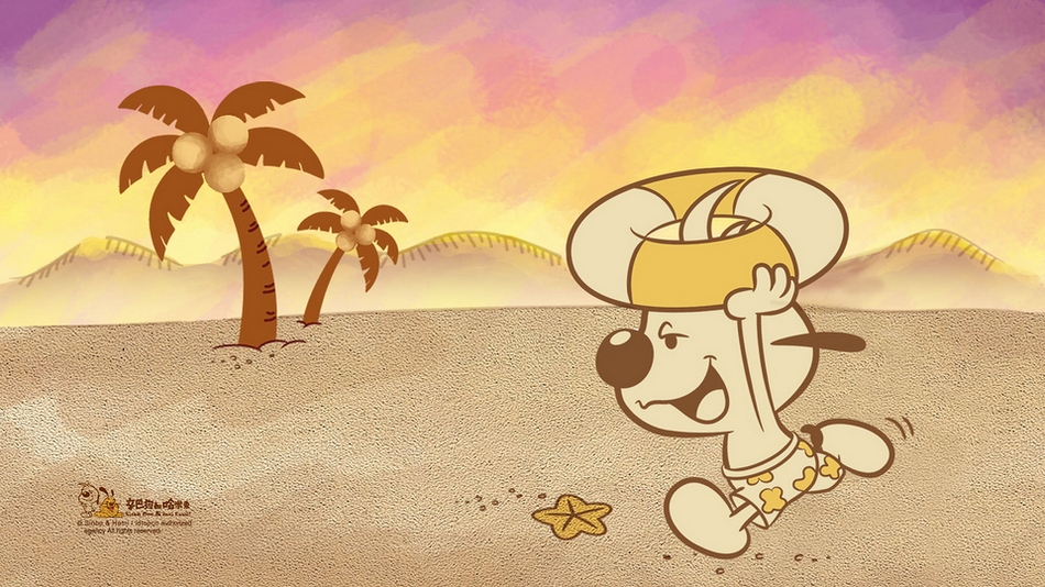 辛巴狗与哈米图沙滩唯美动漫图片