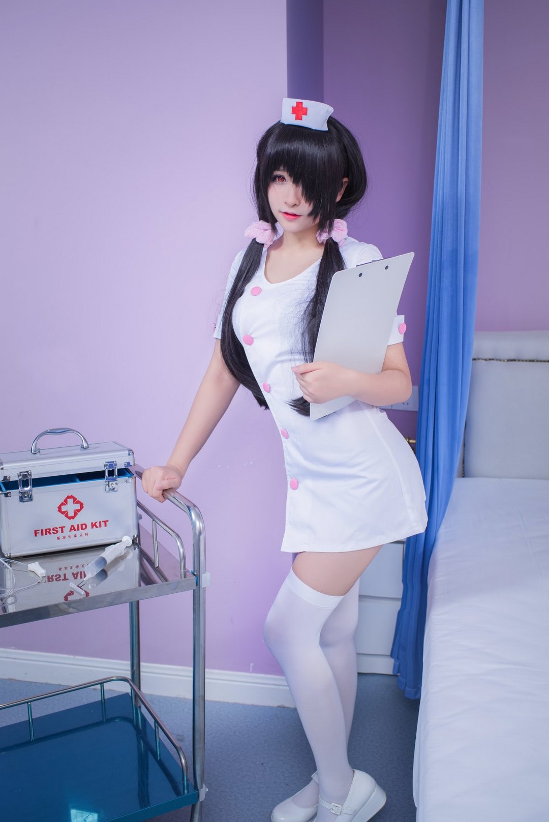 白丝护士制服美女cosplay时崎狂三同人图片