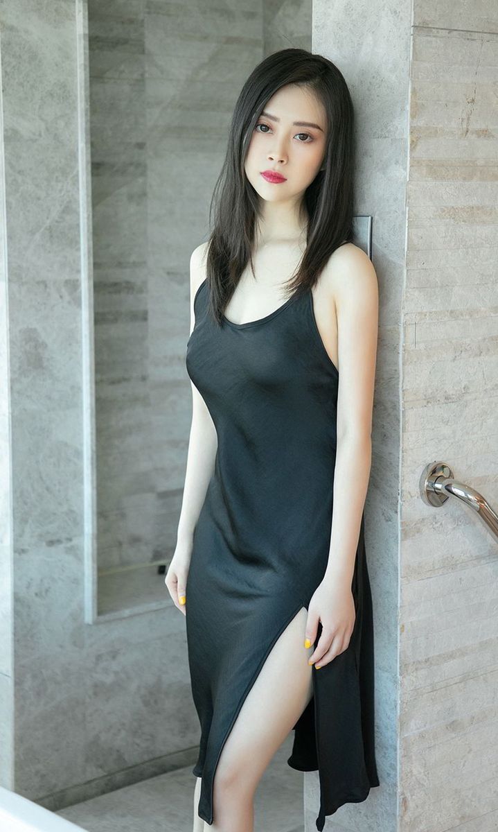 尤果网冷艳美女模特惠惠子男友衬衫黑色礼服家居写真