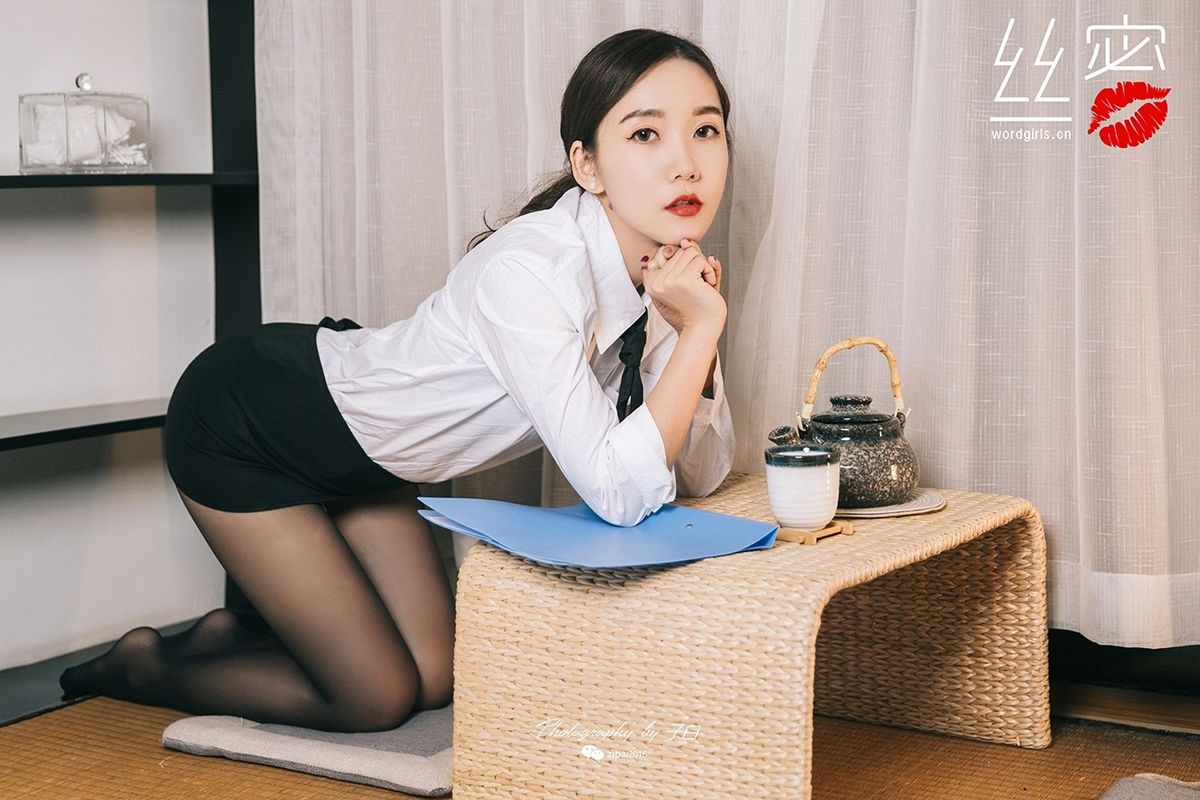 美女模特艾静香黑丝美腿职场OL装扮蜜丝系列写真