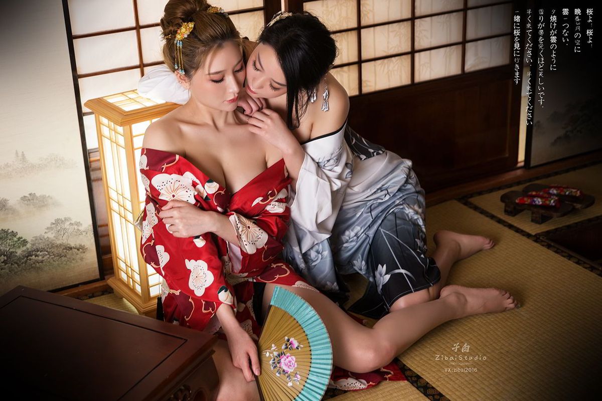 姐妹花Miss玄子&刘瑾希花与蛇日系和风主题性感写真