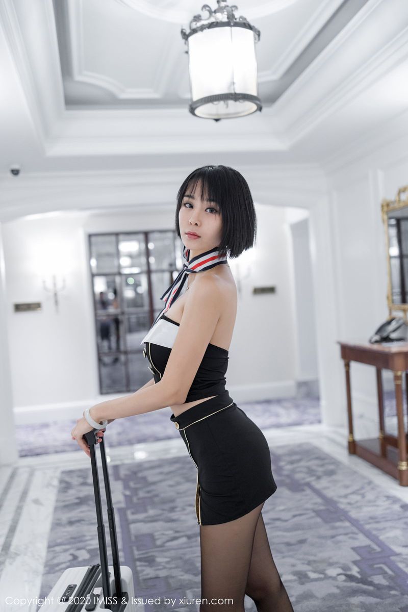 美女模特刘艺蕾空乘制服黑丝美腿白皙性感私房写真