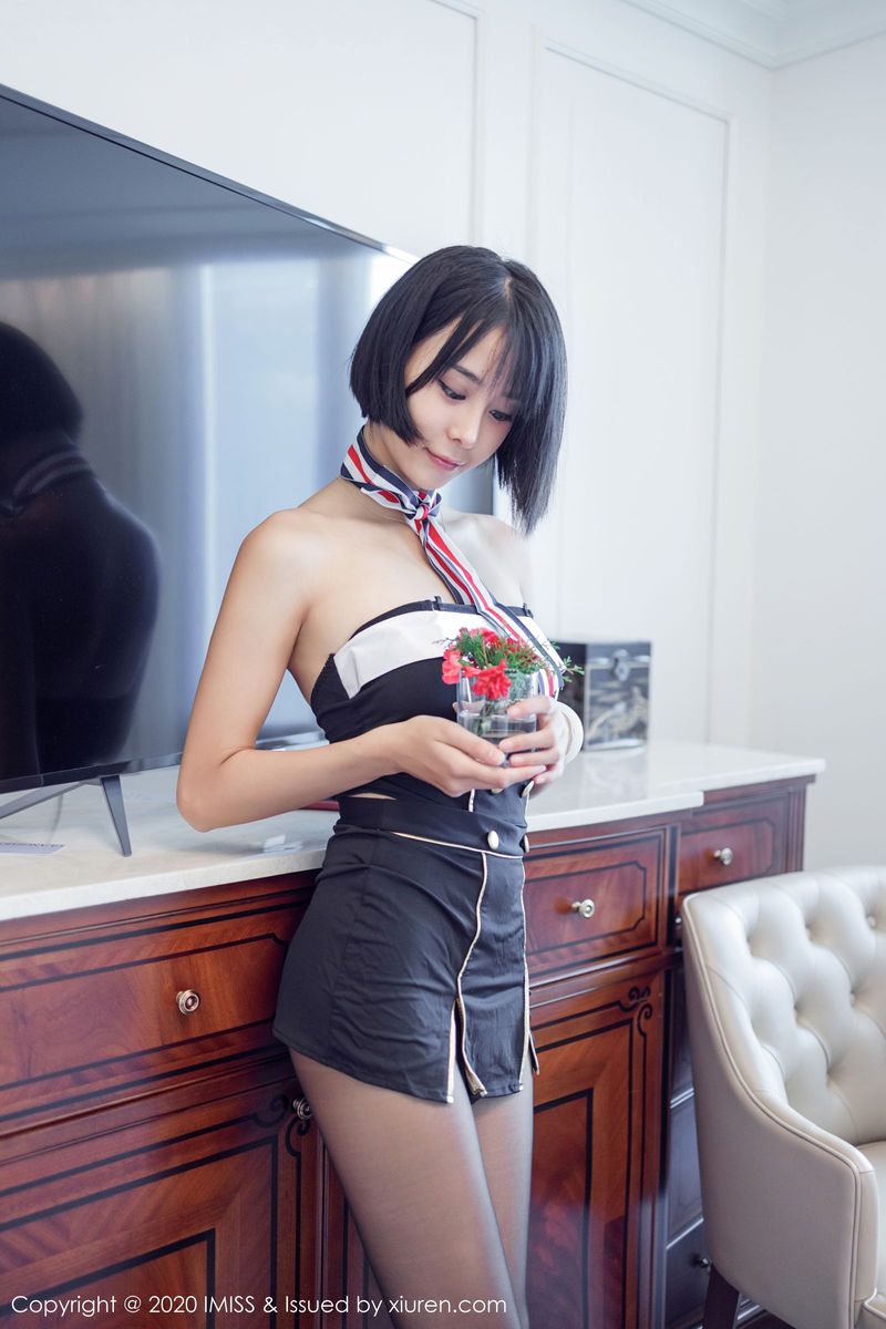 美女模特刘艺蕾空乘制服黑丝美腿白皙性感私房写真