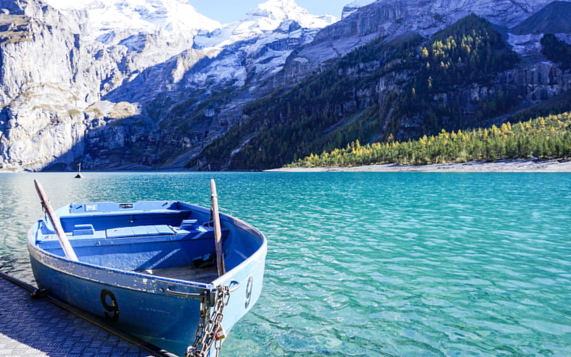 欧洲青山绿水的阿尔卑斯山唯美风景