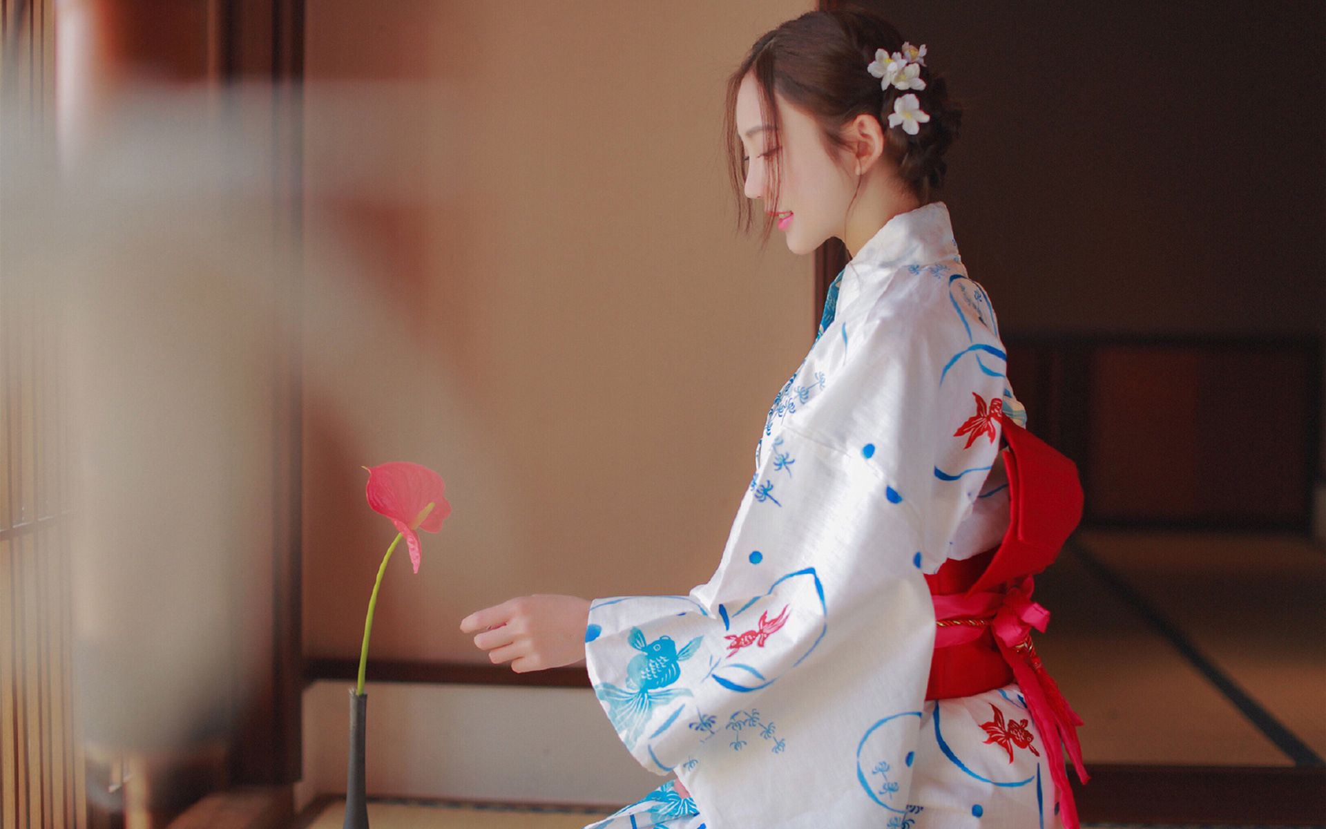 和服美女日系元素古装风格韵味十足桌面壁纸
