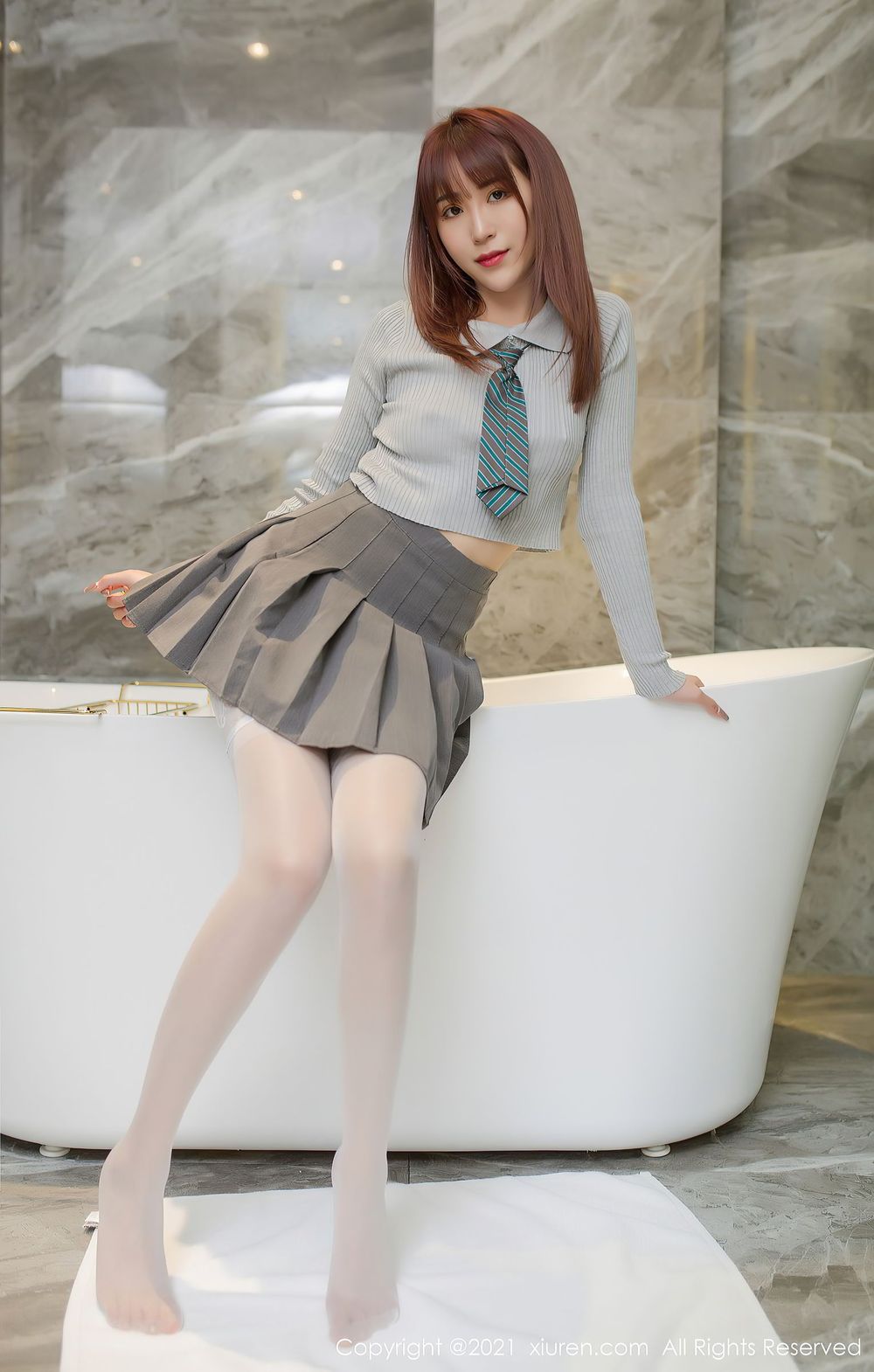 美女模特周慕汐fairy蕾丝美腿JK制服性感系列高挑写真