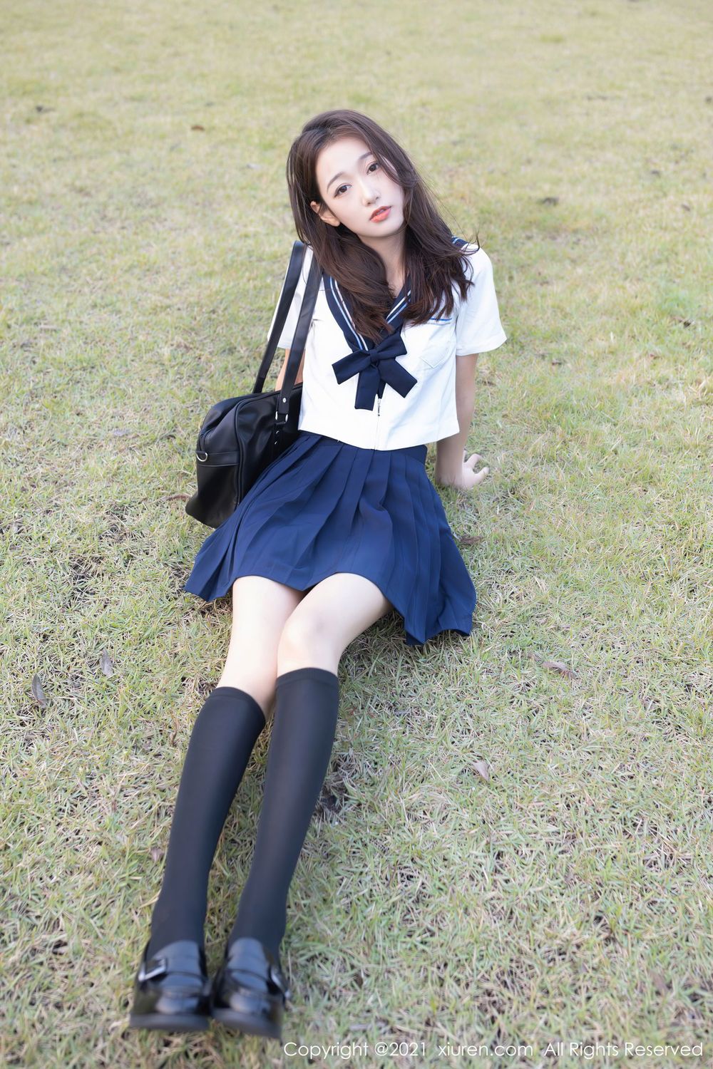 美女模特唐安琪长筒袜+JK制服校园恋爱系列性感写真
