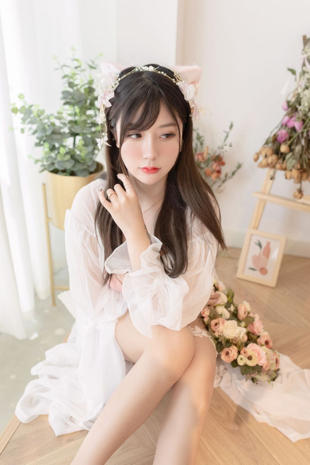 猫九酱Sakura粉色内衣傲人豪乳花仙子主题性感写真