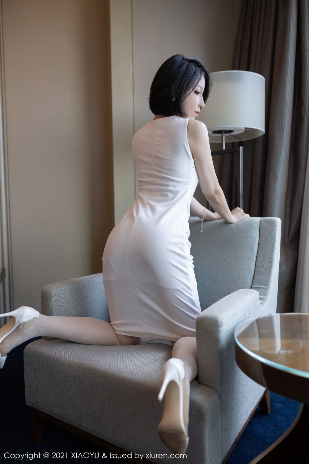 美女模特潘朵拉Laa丝袜美腿白色都市系列性感写真