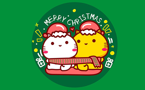 超可爱的哈咪猫简约背景雪花飘飘圣诞节卡通大图