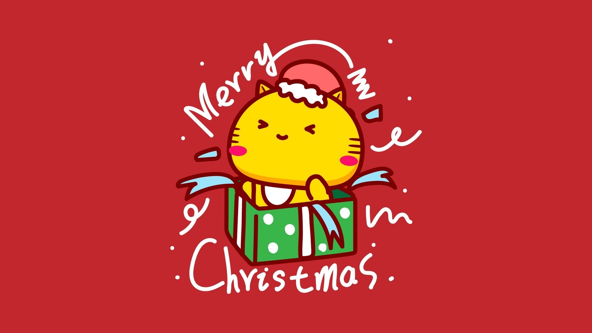 哈咪猫简约背景雪花飘飘圣诞节卡通大图