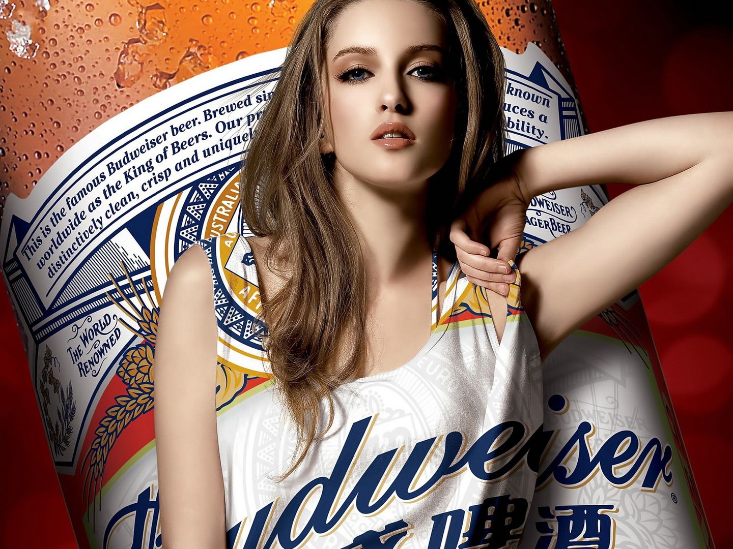 百威啤酒性感女郎妖娆姿态广告高清宽屏壁纸
