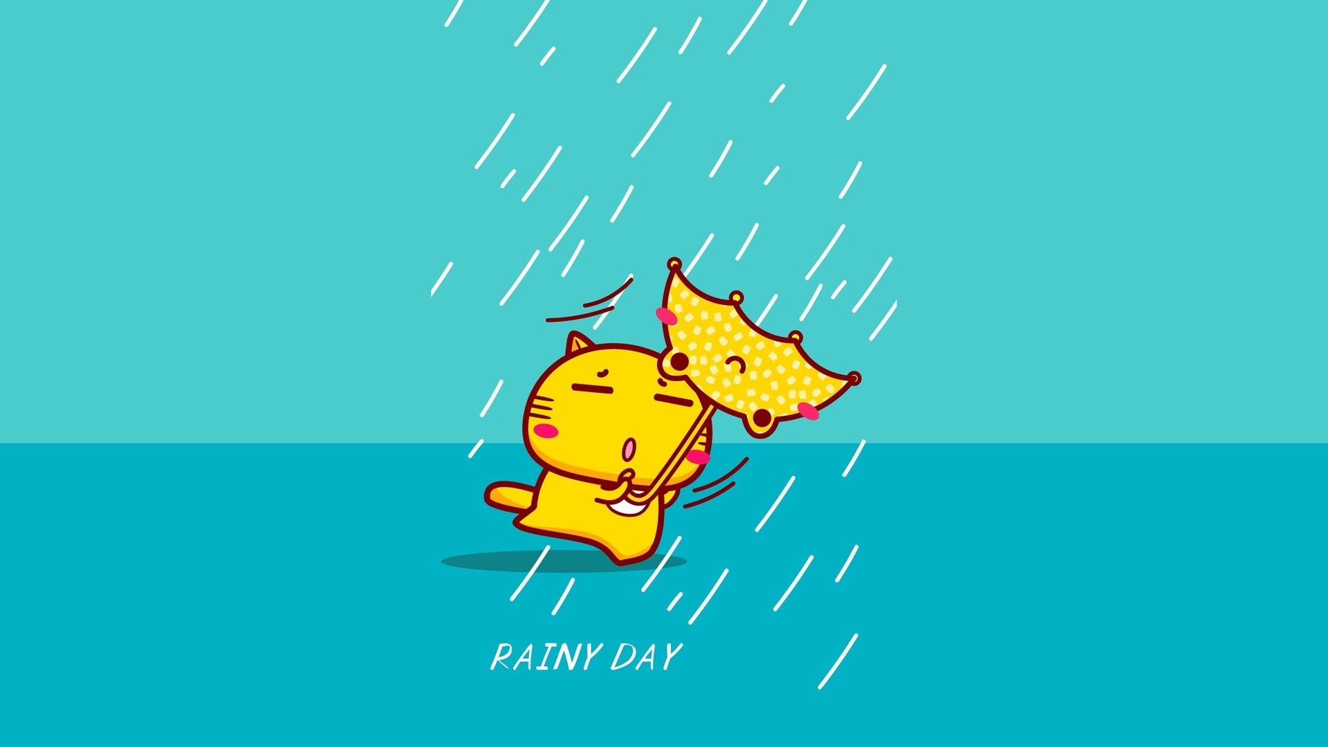 Hamicat哈咪猫下雨天手持雨伞