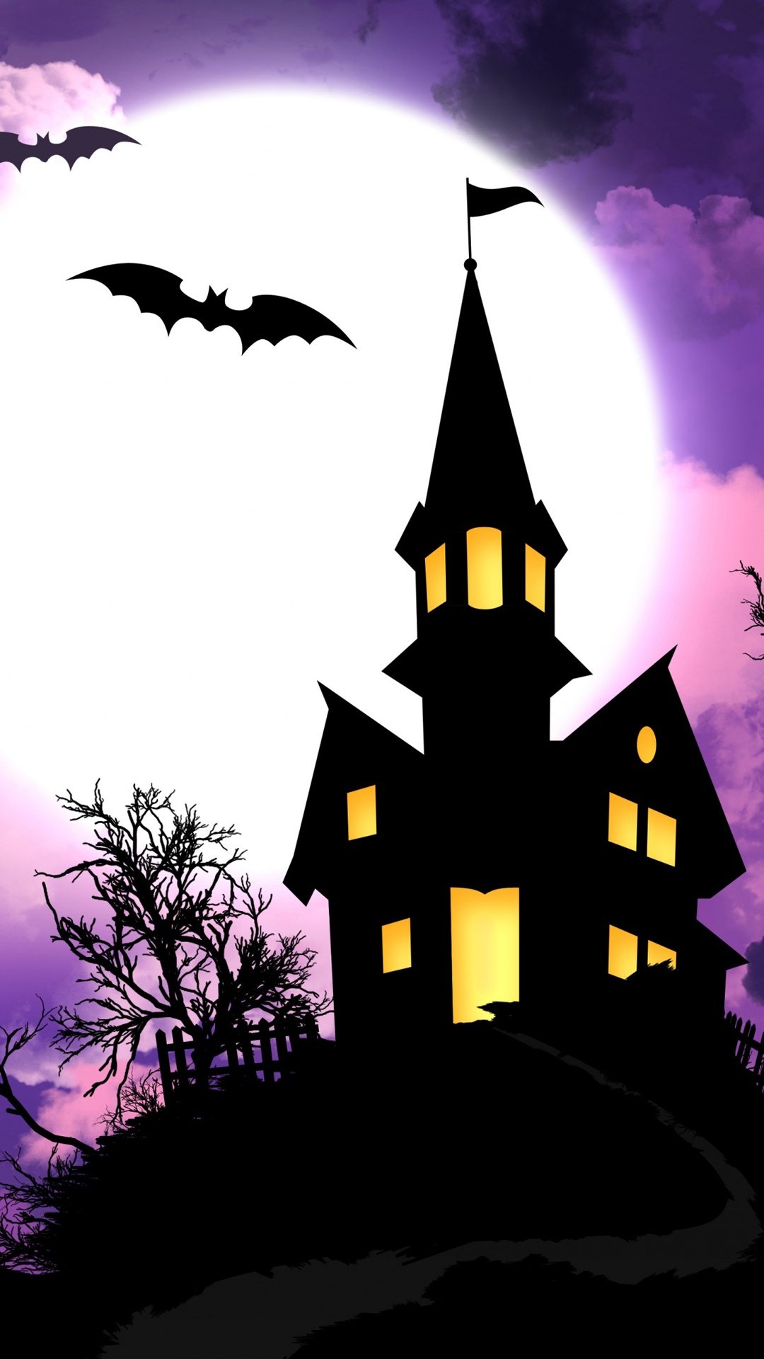 满月下的蝙蝠与城堡