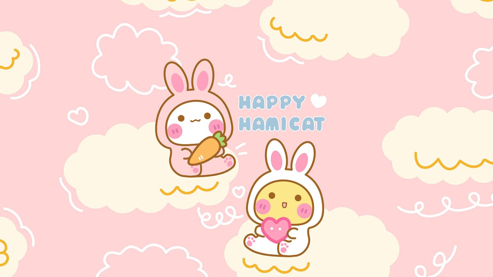 Hamicat哈咪猫白色兔兔装扮卡通图片