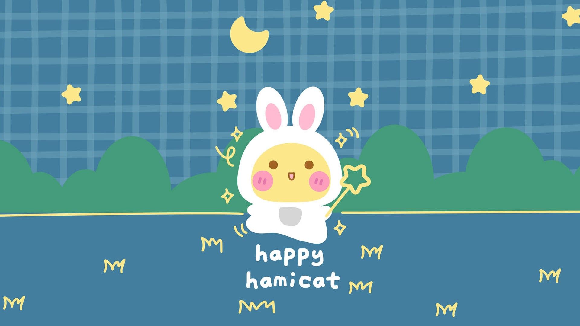 Hamicat哈咪猫白色兔兔装扮卡通图片