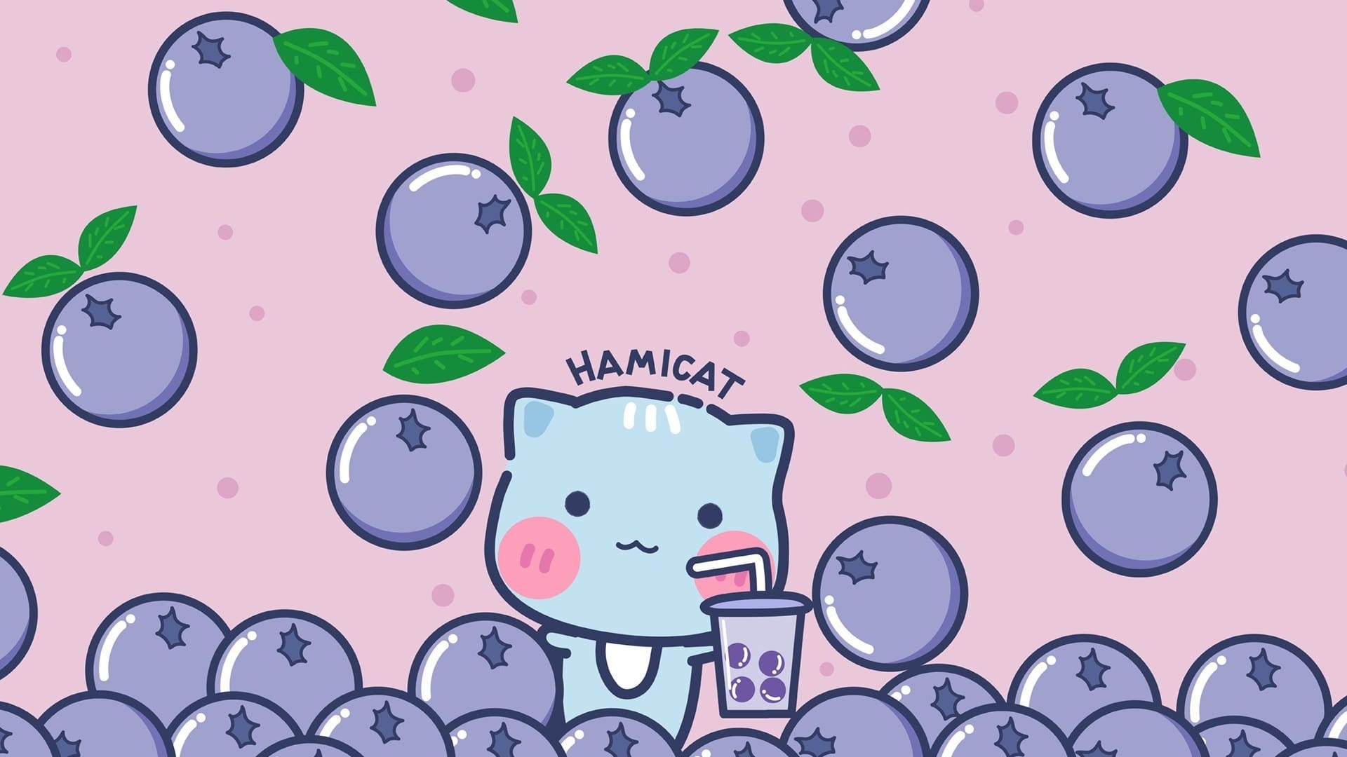 Hamicat哈咪猫爱蓝莓简约背景卡通图片