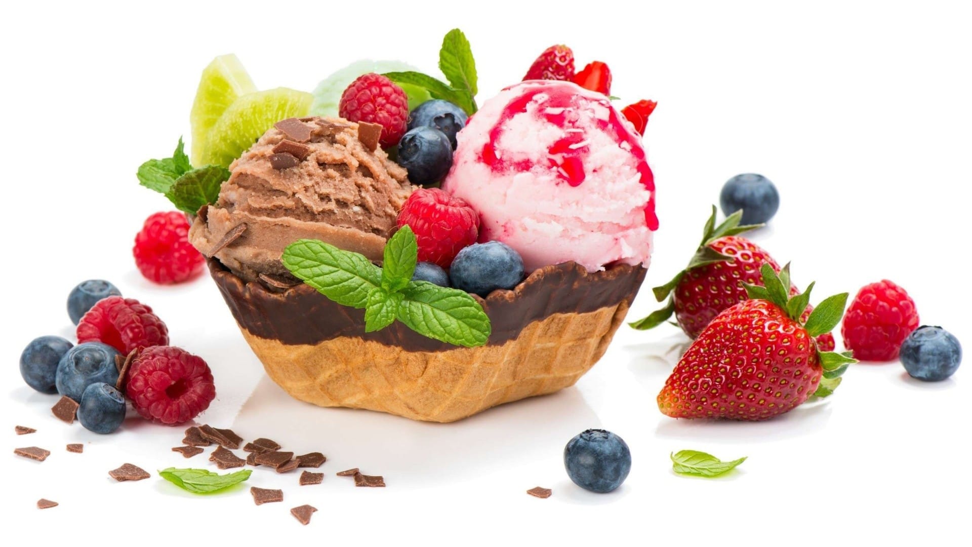 夏季甜品冰淇淋雪糕圆球美味可口桌面壁纸