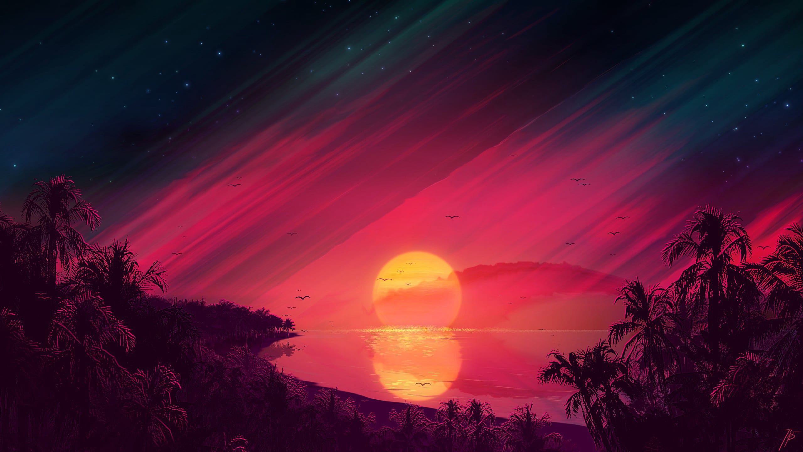 红色夕阳动漫风景唯美系列图片壁纸