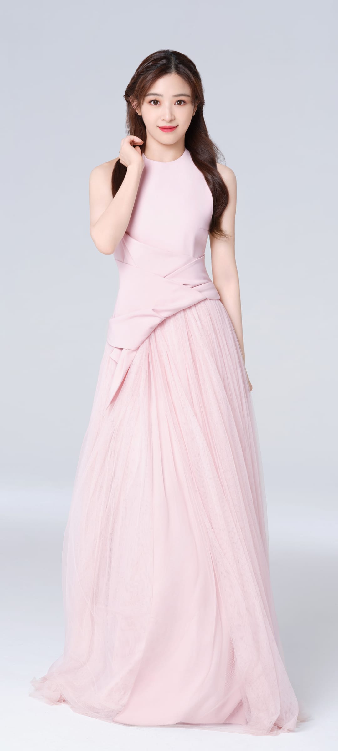 张含韵粉色蕾丝长裙变身公主古典高贵手机壁纸