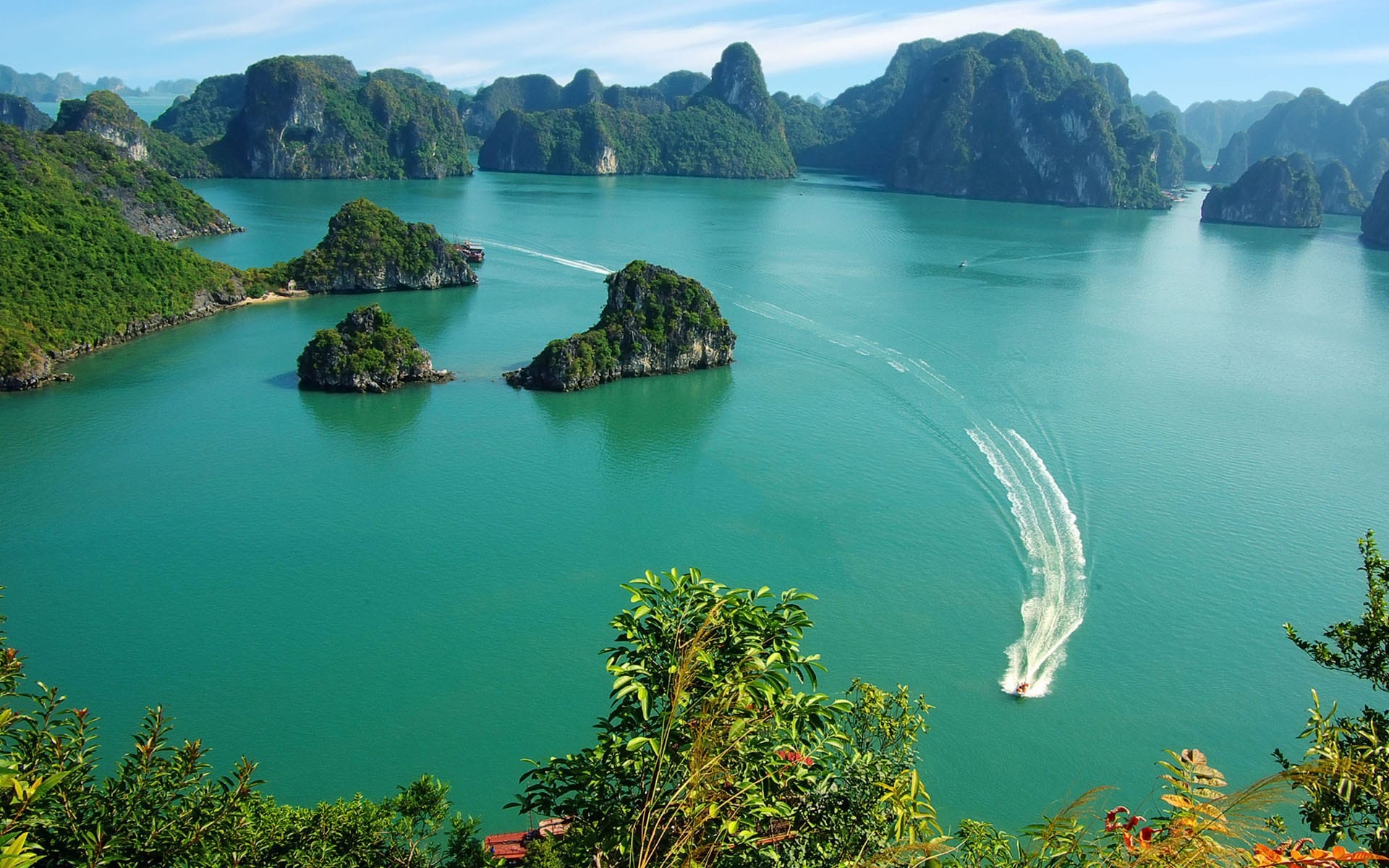 越南绿山青水好看的自然风光