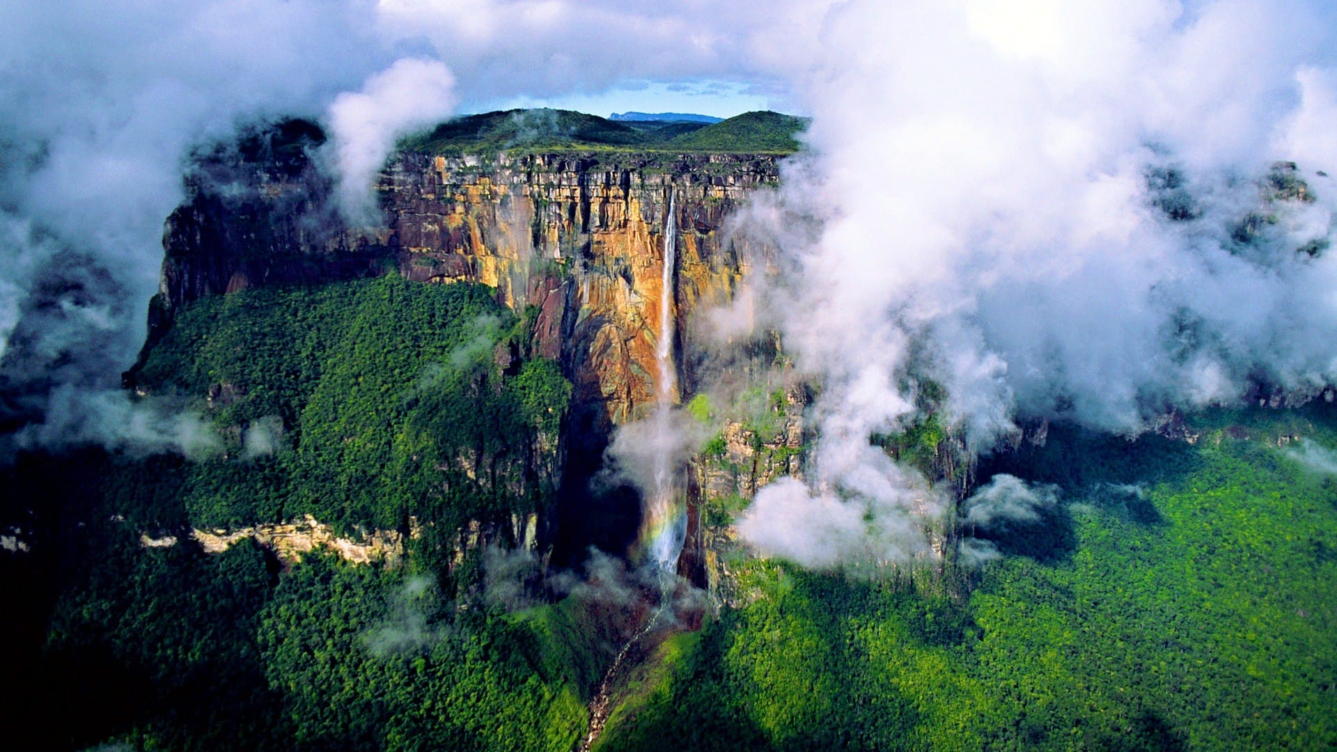 委内维拉天使瀑布和罗赖马山秀丽风景绝美壁纸