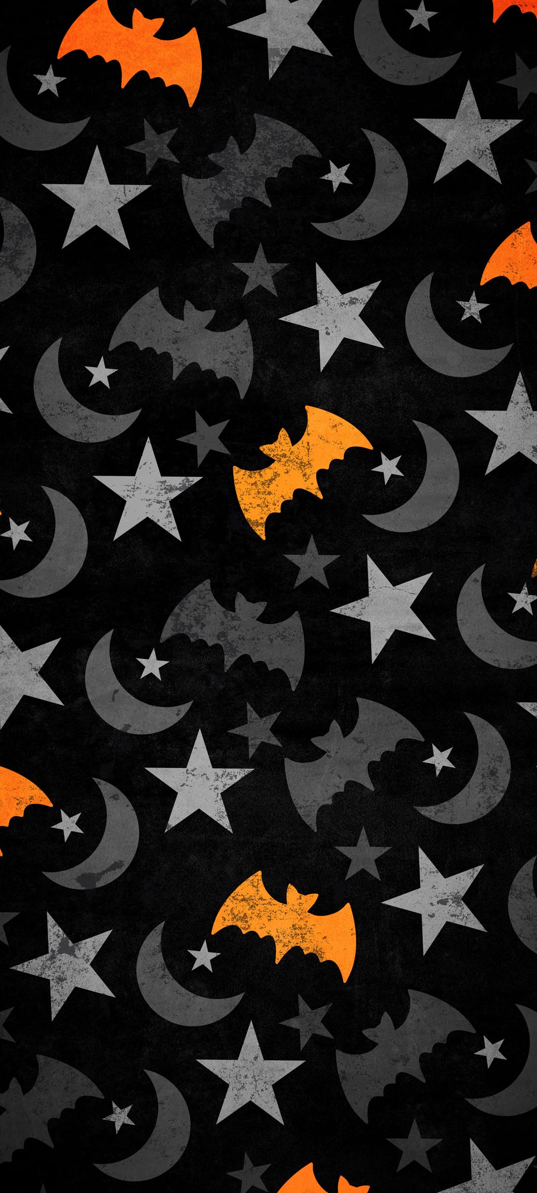 万圣节月亮+星星+蝙蝠可爱背影另类手机壁纸