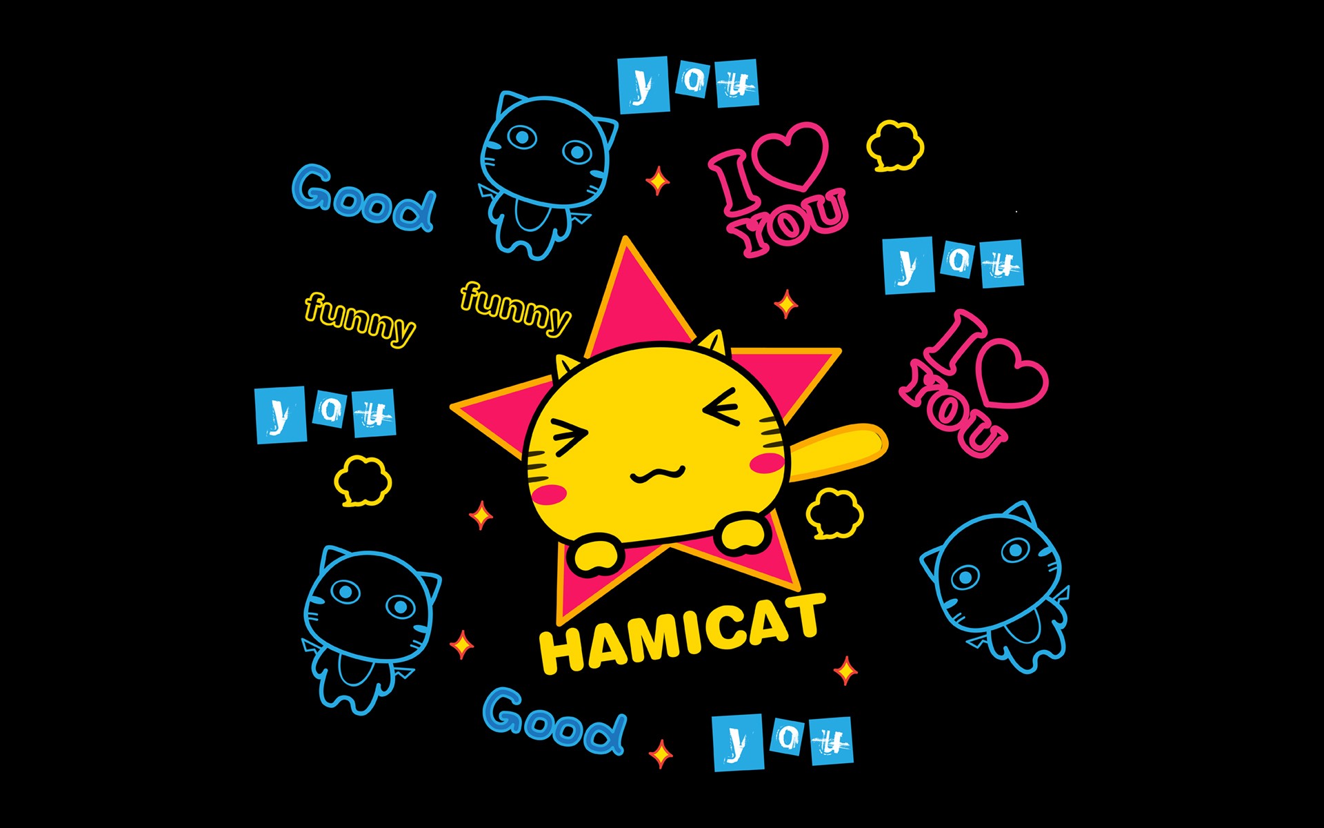 Hamicat哈咪猫酷酷纯色背景卡通图片