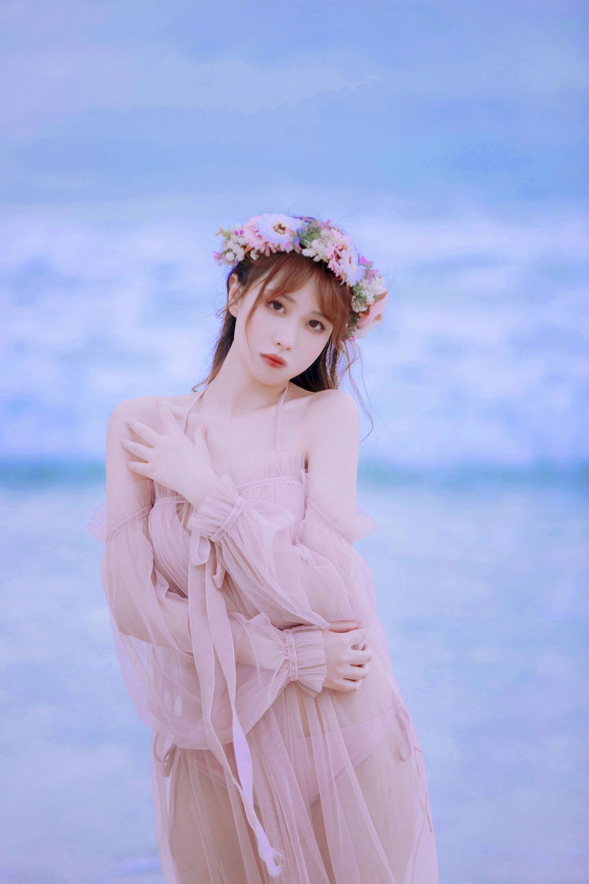 念雪ww - 海边沙滩轻透服饰花仙子主题写真