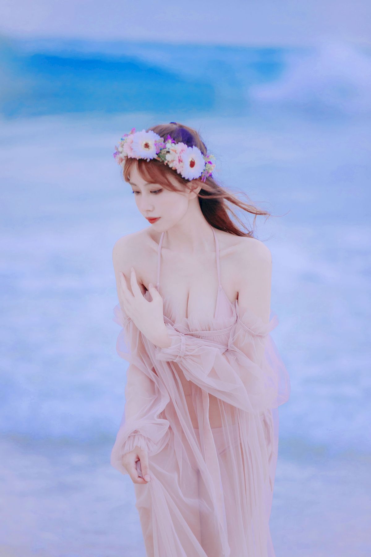 念雪ww - 海边沙滩轻透服饰花仙子主题写真