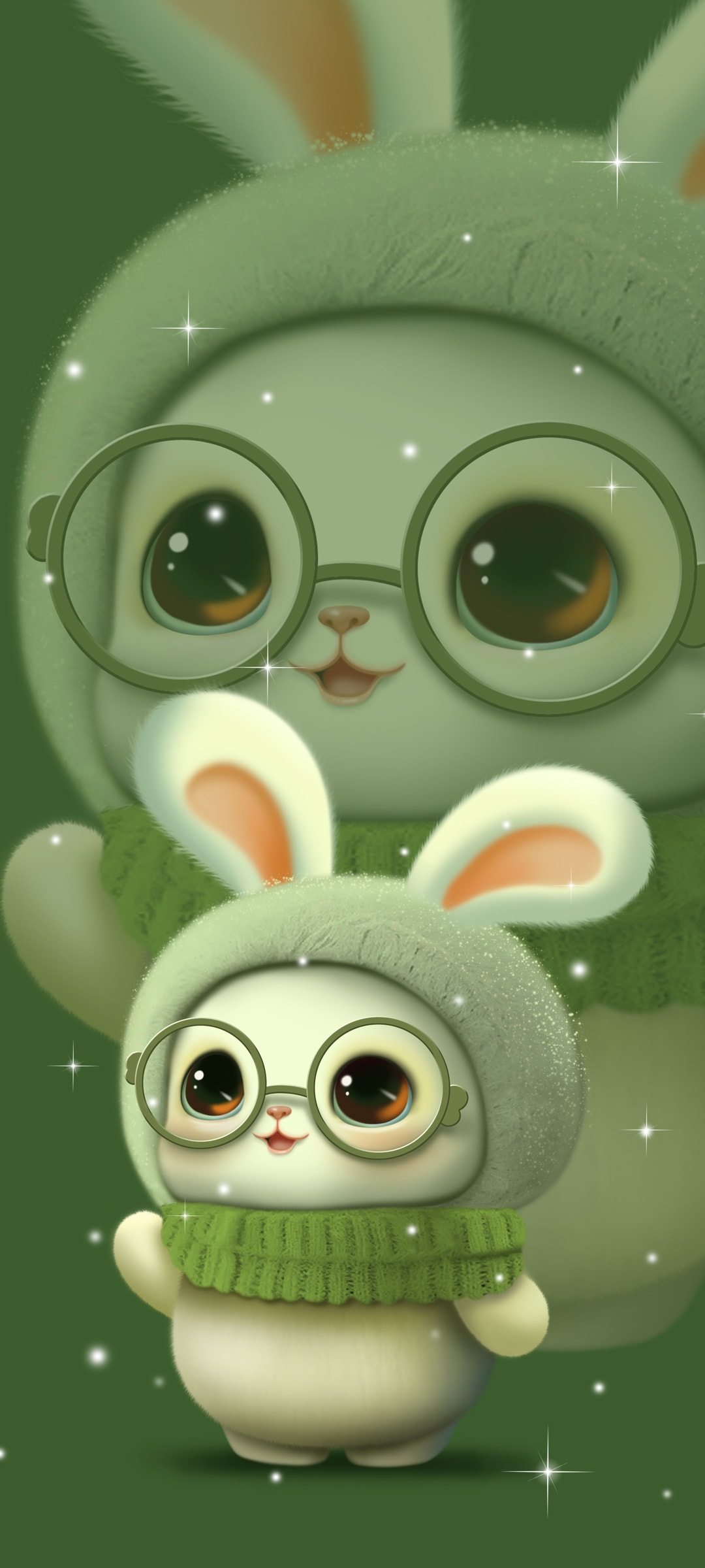 新年绿色可爱毛绒兔子