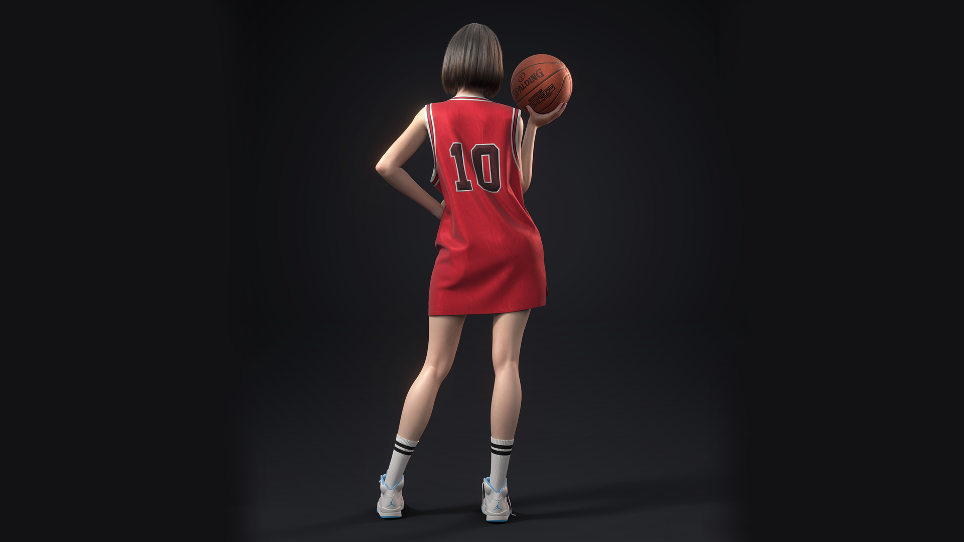 灌篮高手3D美女赤木晴子红色球服运动壁纸
