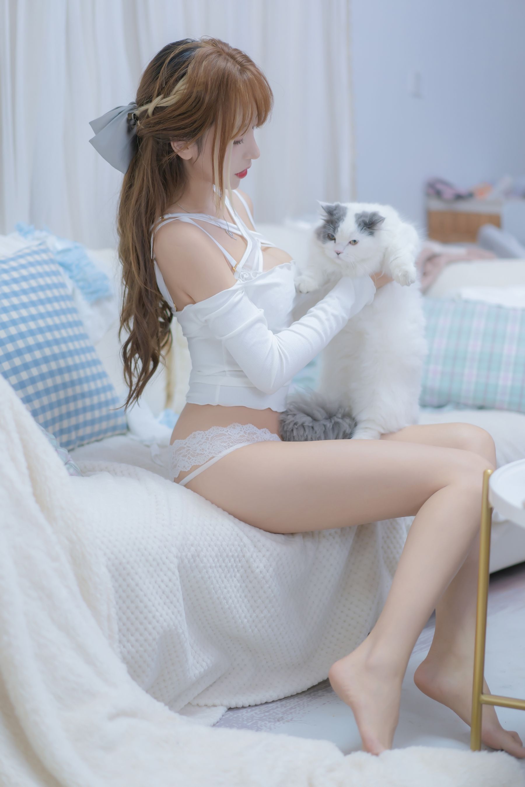 米线线sama - 我和猫居家内衣主题性感写真
