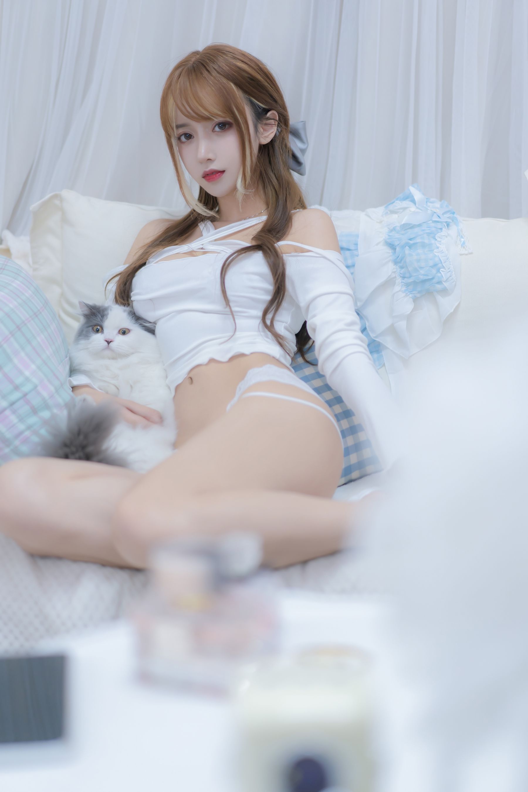 米线线sama - 我和猫居家内衣主题性感写真