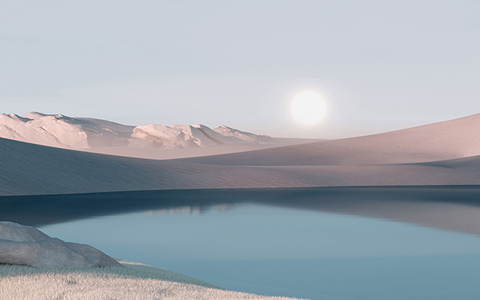 微软windows 11内置沙漠 湖水 秋天风景壁纸-高清原图下载 - 摄影 - 亿图全景图库