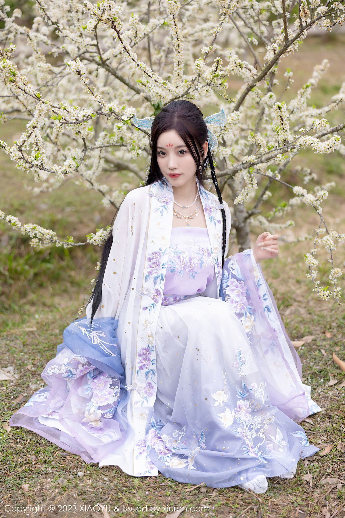 杨晨晨Yome淡蓝紫色古装服饰白色丝袜写真