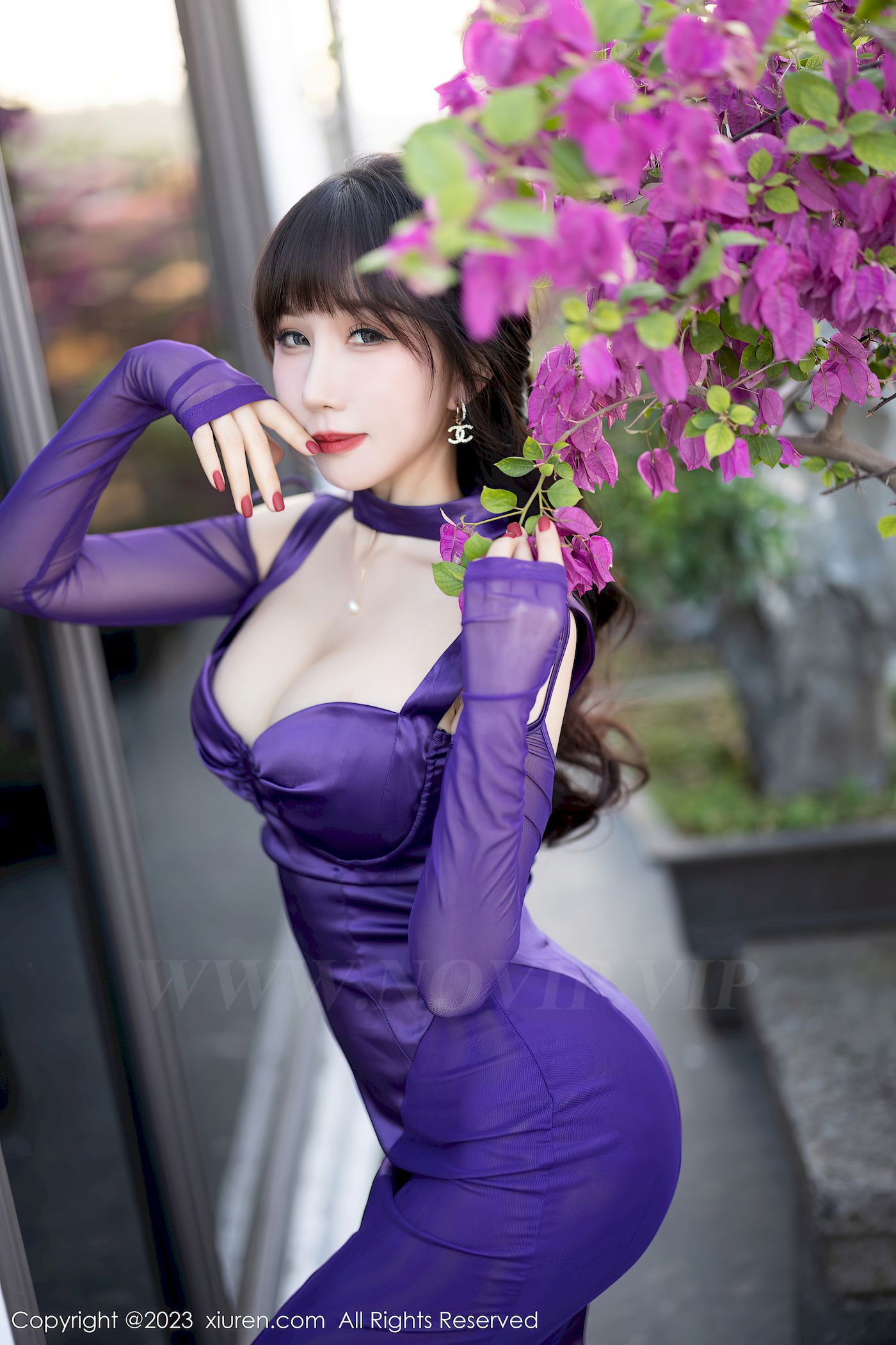 波巧酱紫色连衣裙曼妙身姿海南岛旅拍