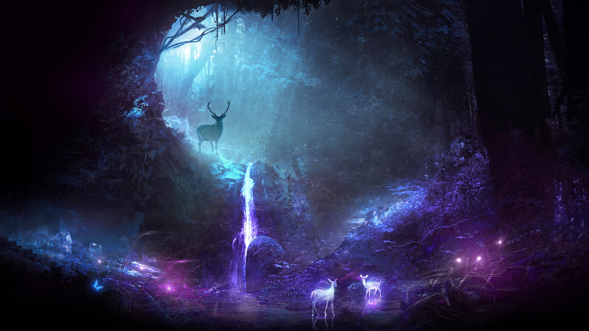 森林深处发光的小鹿宛如精灵