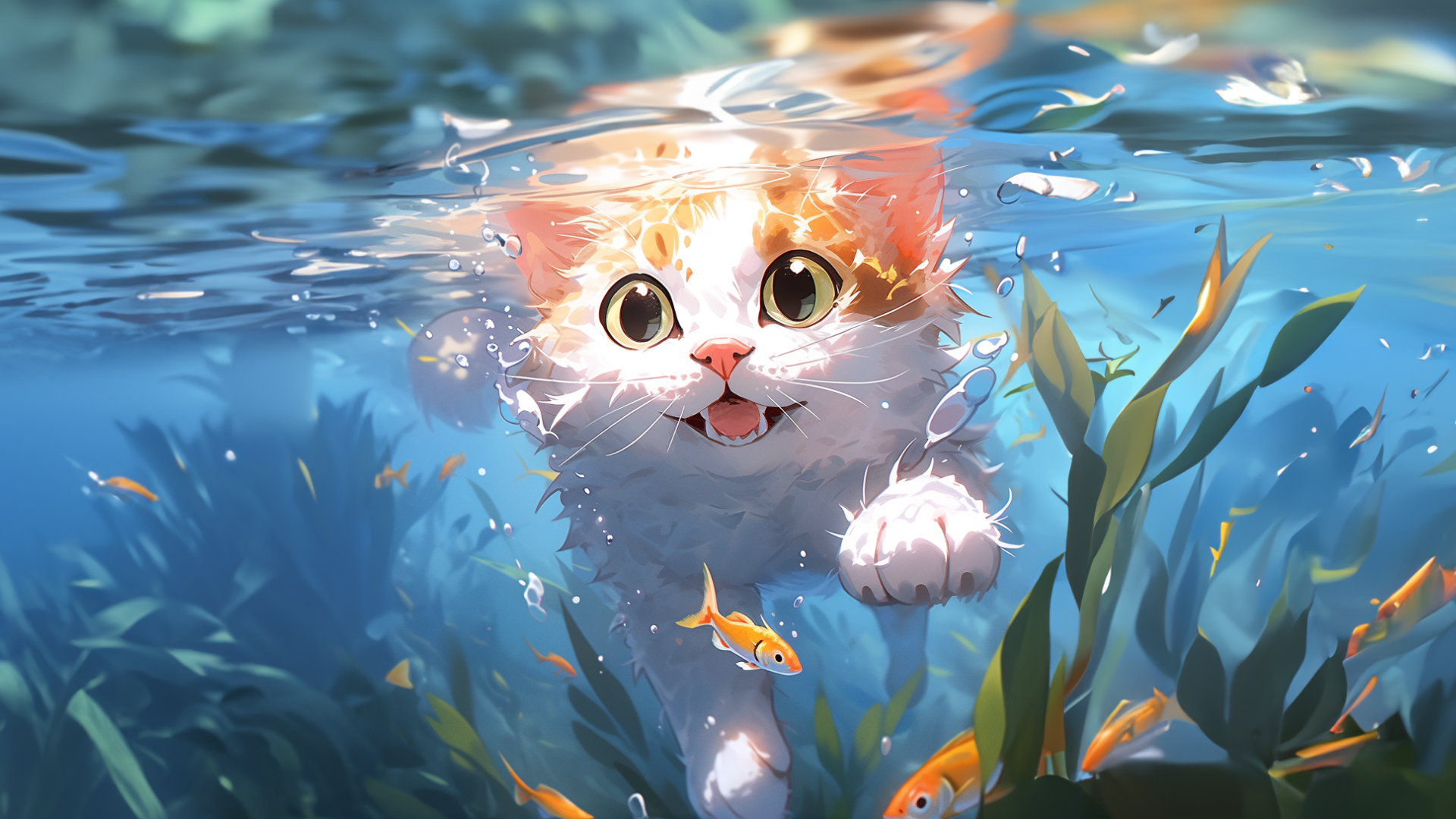 游泳的小猫咪
