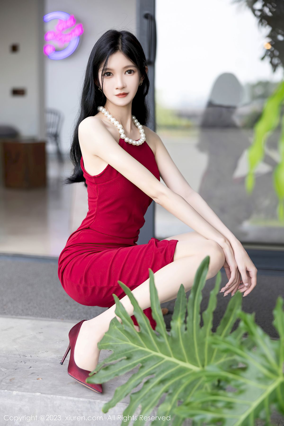 程程程-红色长裙搭配黑丝系列安吉旅拍