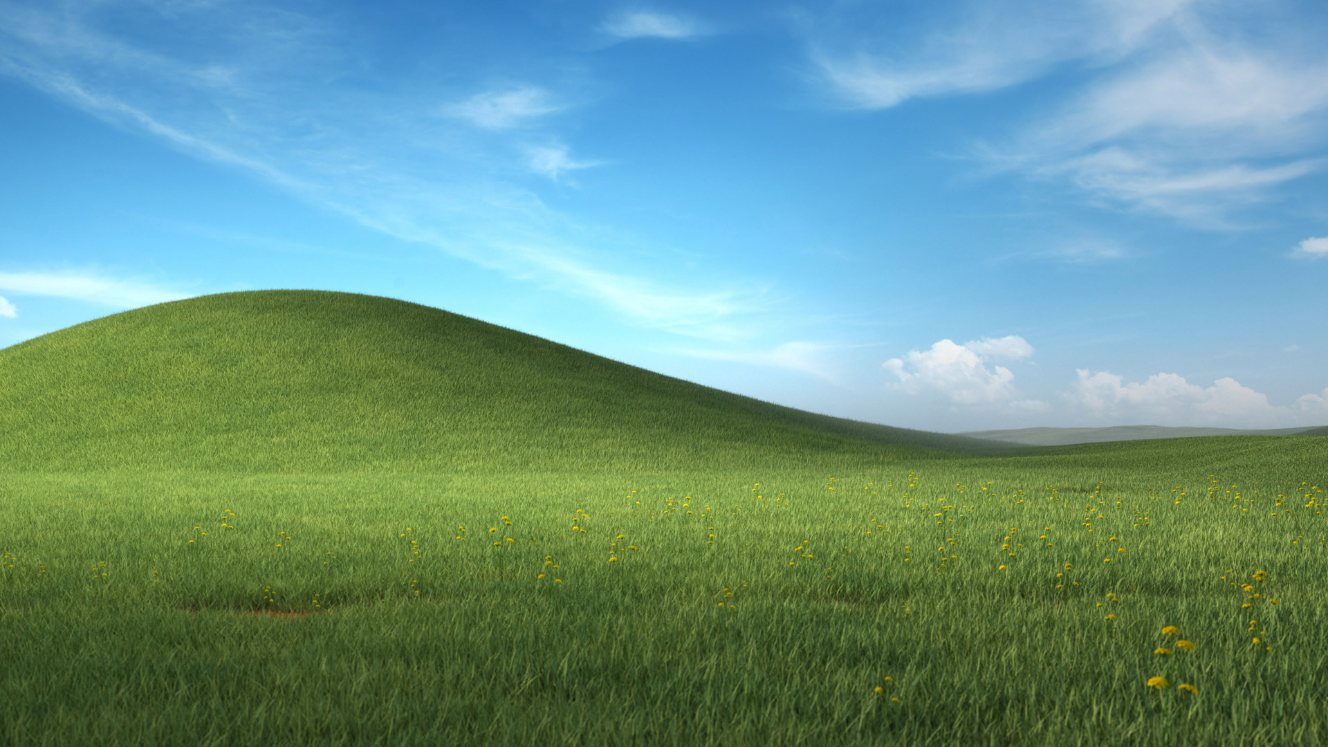 Windows XP Bliss连绵起伏的绿色山丘